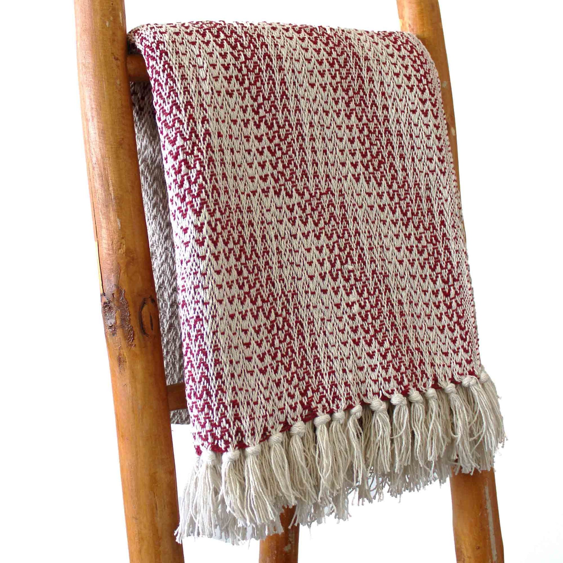 Boho Comfort Throw – Ruby Two Tone (125 × 150 cm) | Warmth, Passion & Artisan Weave | 1