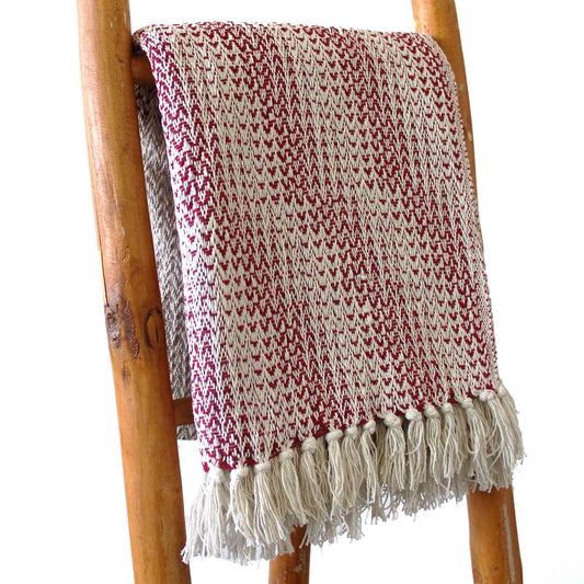 Boho Comfort Throw – Ruby Two Tone (125 × 150 cm) | Warmth, Passion & Artisan Weave | 1