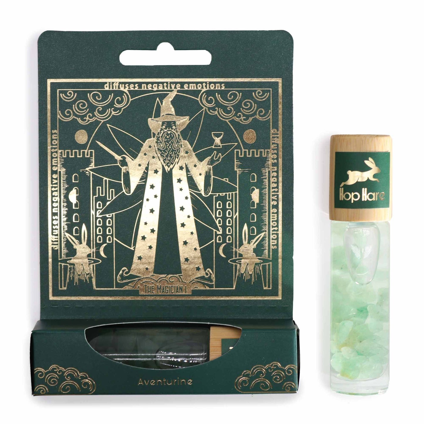 The Magician Tarot Gemstone Oil Roll-On | Green Aventurine & Botanical Blend for Focus & Prosperity | 2