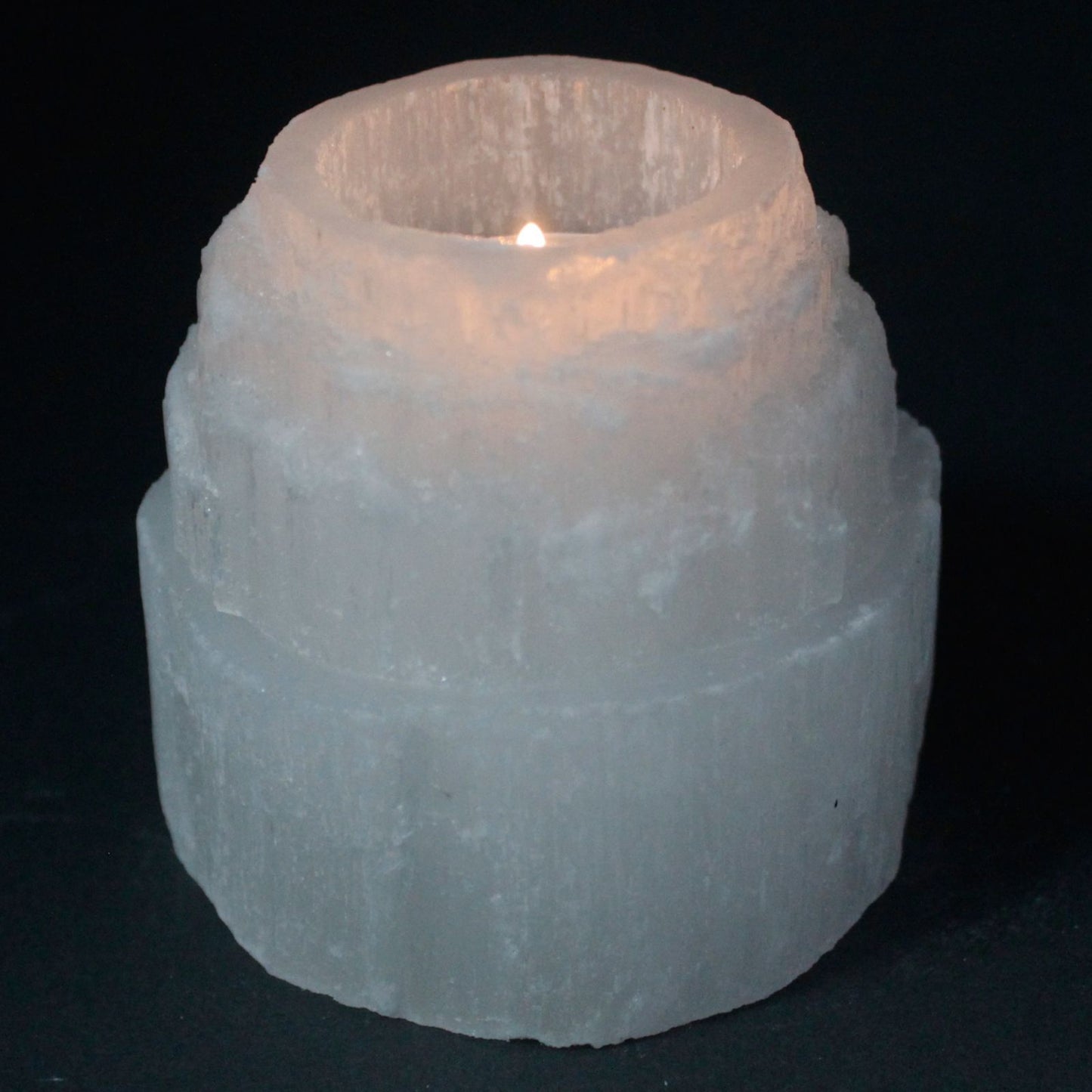 Selenite Mountain Candle Holder | Clarity, Healing & Light | 5