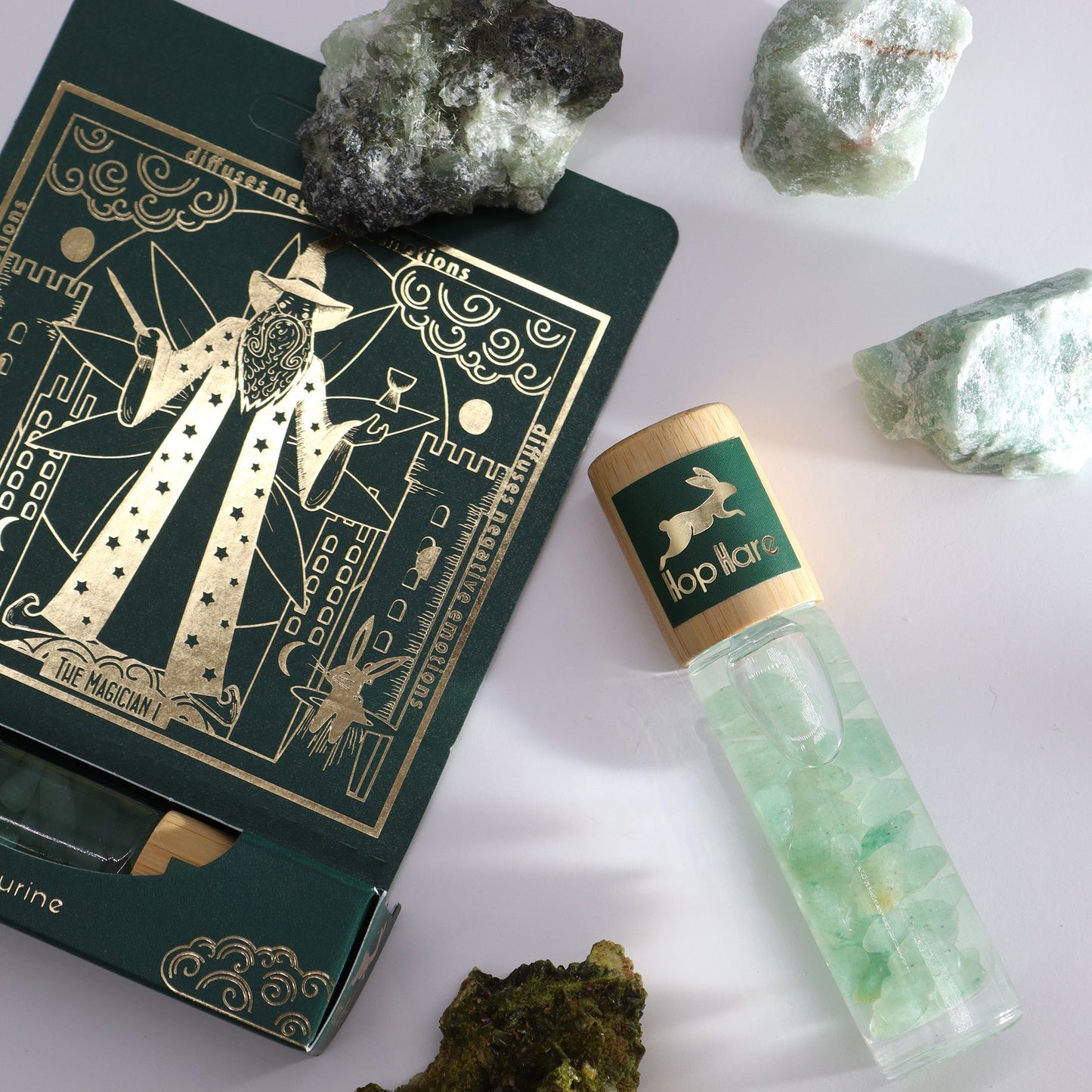 The Magician Tarot Gemstone Oil Roll-On | Green Aventurine & Botanical Blend for Focus & Prosperity | 1
