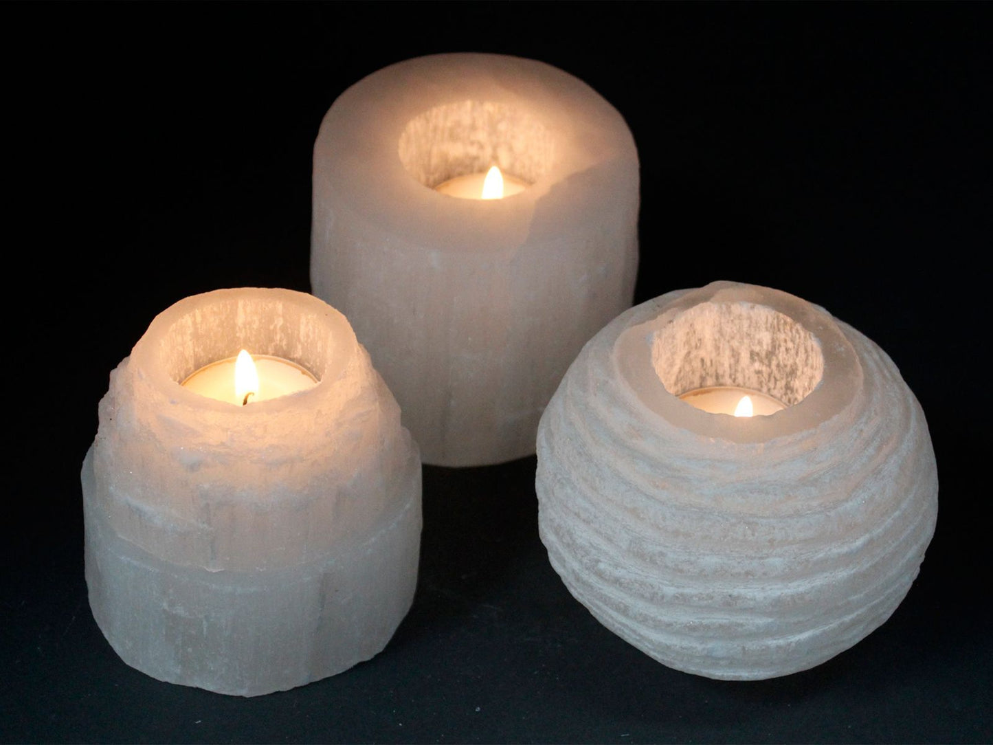 Selenite Mountain Candle Holder | Clarity, Healing & Light | 3