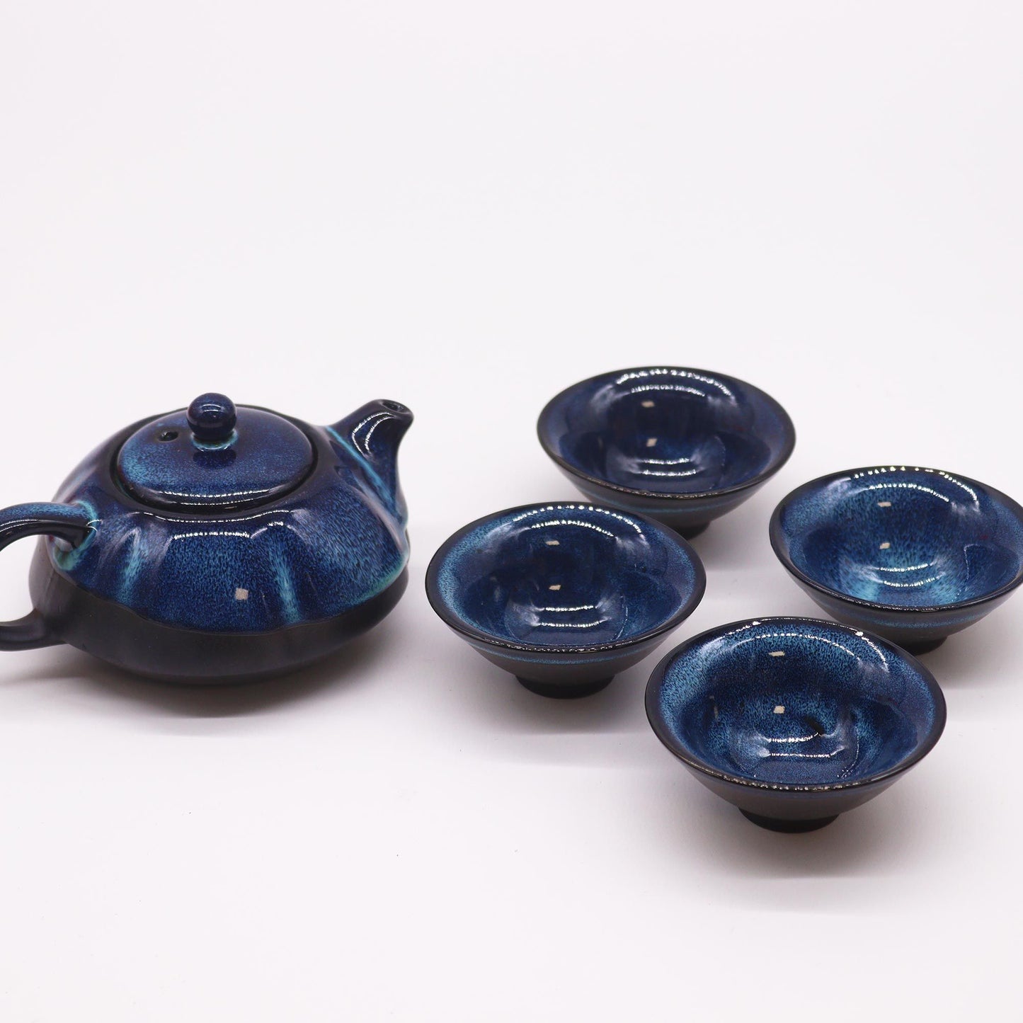 Herbal Blues Teapot Set with Four Cups | Gift of Serenity & Reflection | 3