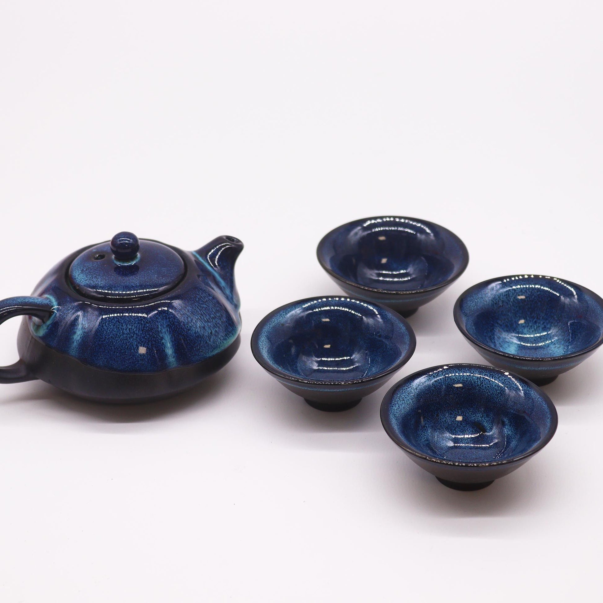 Herbal Blues Teapot Set with Four Cups | Gift of Serenity & Reflection | 3