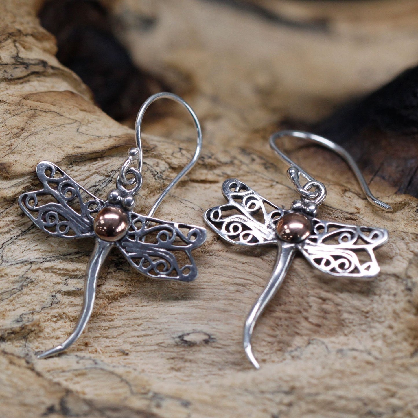 Silver & Gold Earrings | Dragonflies | Whisper of Transformation | 3