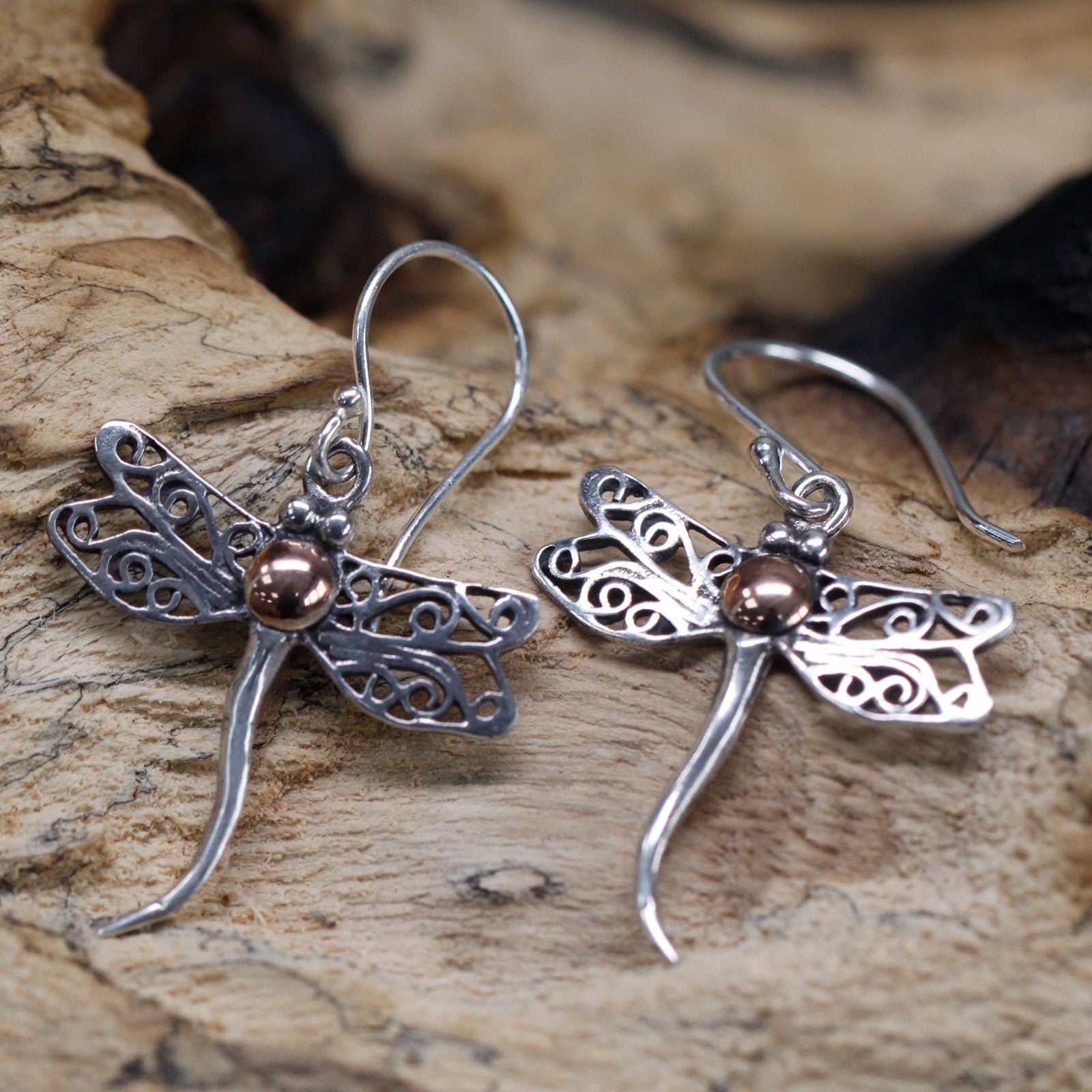 Silver & Gold Earrings | Dragonflies | Whisper of Transformation | 3