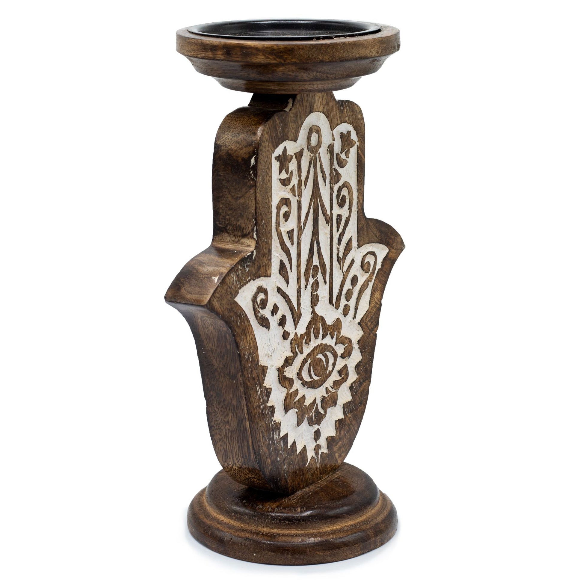 Mango Wood Candle Stand – Hamsa | Protection, Light & Sacred Craft | 4