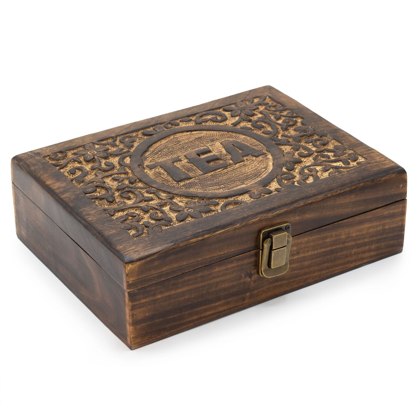 Mango Wood Carved Tea Box | 12 Compartments of Calm | 3