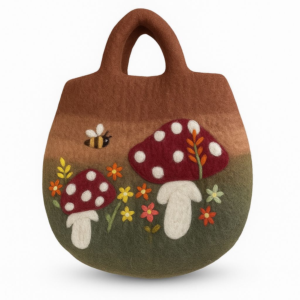 Mushroom Garden Felted Bag | Gift of Earth Magic & Craft | 2