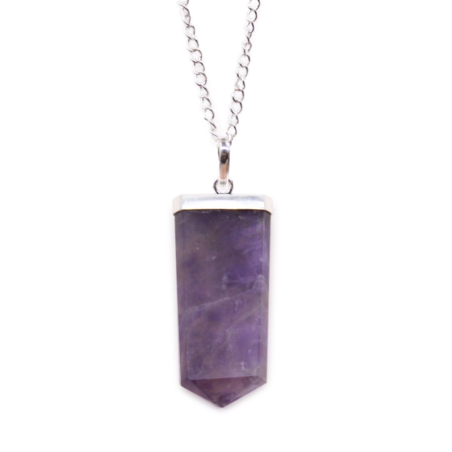 Gemstone Flat Pencil Pendant | Amethyst | Clarity & Protection | 1