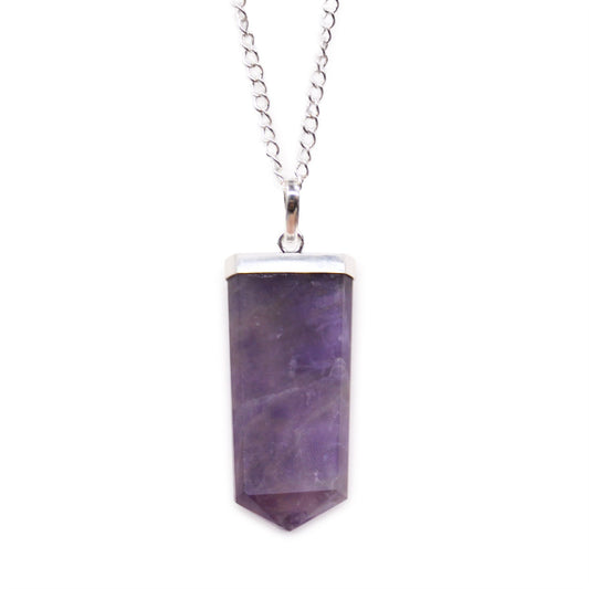 Gemstone Flat Pencil Pendant | Amethyst | Clarity & Protection | 1