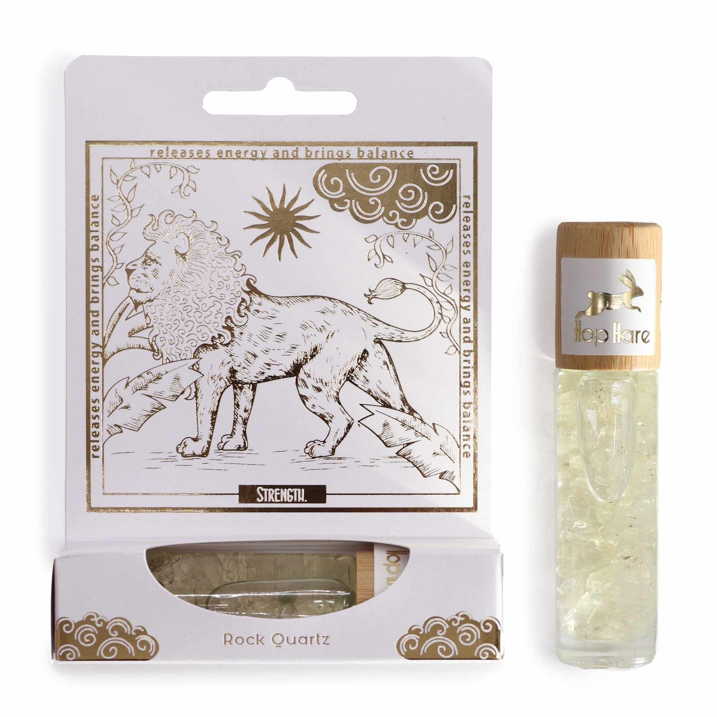 The Lion Tarot Gemstone Oil Roll-On | Rock Quartz & Botanical Blend for Strength & Clarity | 1