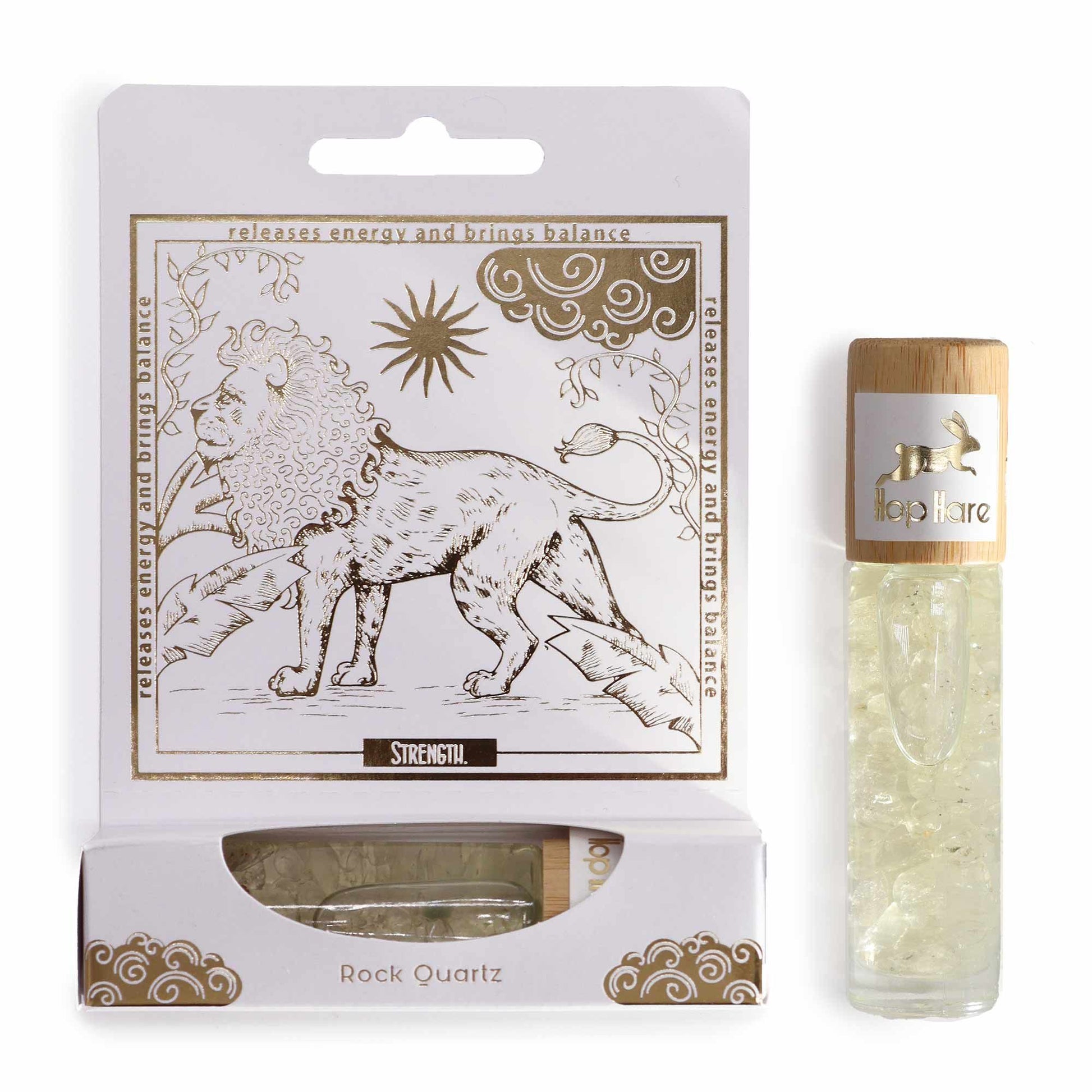 The Lion Tarot Gemstone Oil Roll-On | Rock Quartz & Botanical Blend for Strength & Clarity | 1