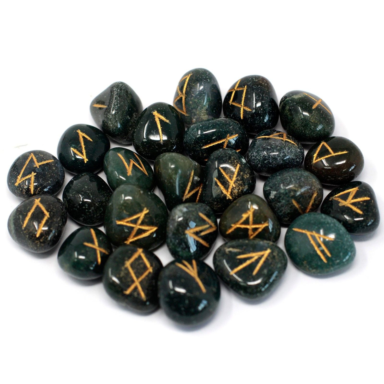 Runes Stone Set in Pouch – Bloodstone | Strength, Courage & Ancient Wisdom | 2
