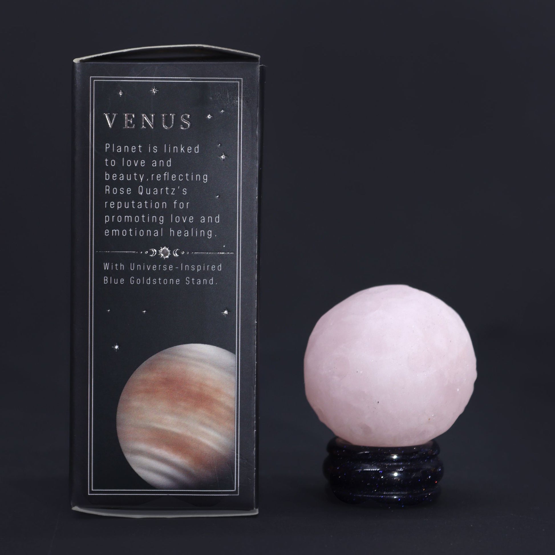 Rose Quartz Planet on Solar Goldstone Stand | Love & Abundance (Venus) | 1