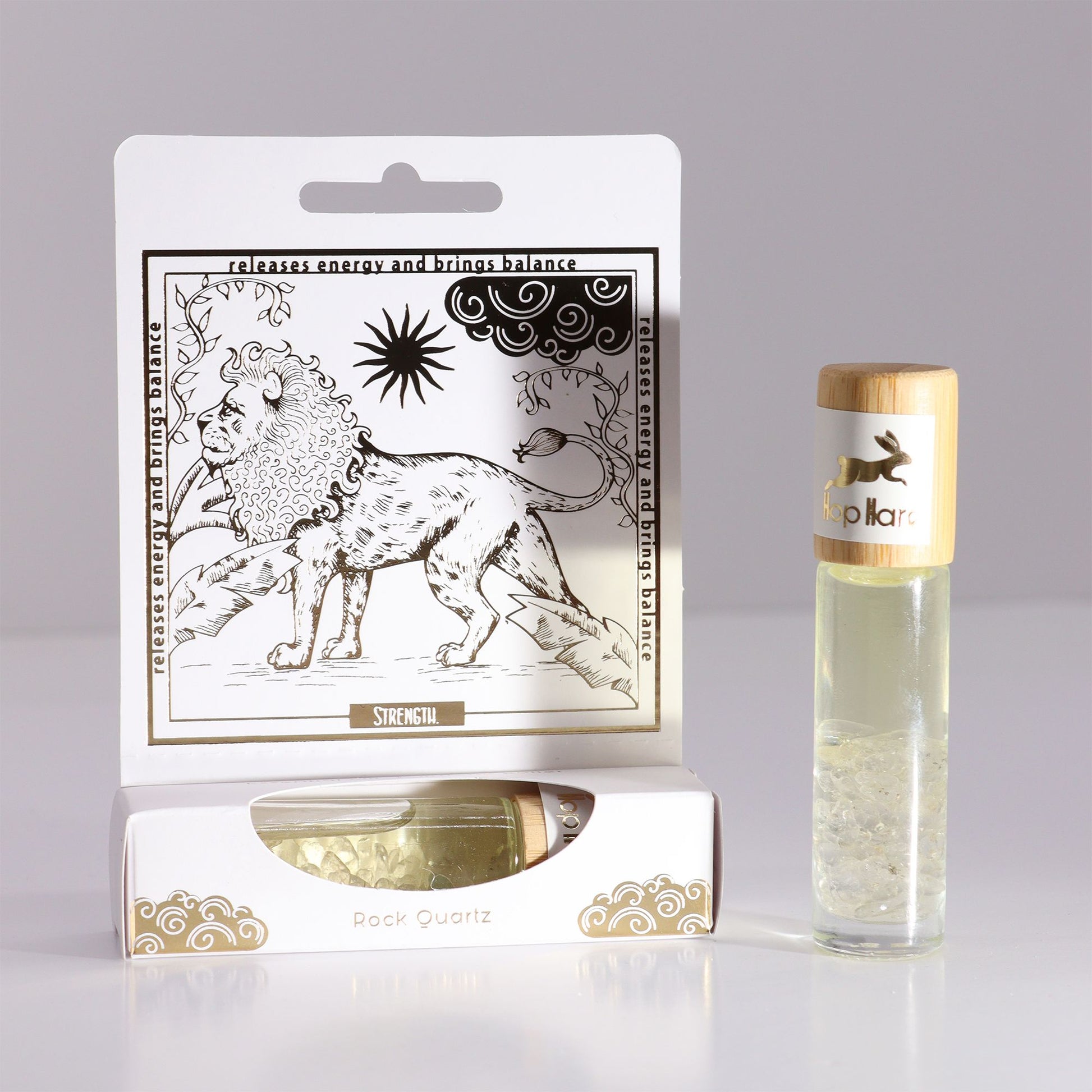 The Lion Tarot Gemstone Oil Roll-On | Rock Quartz & Botanical Blend for Strength & Clarity | 2