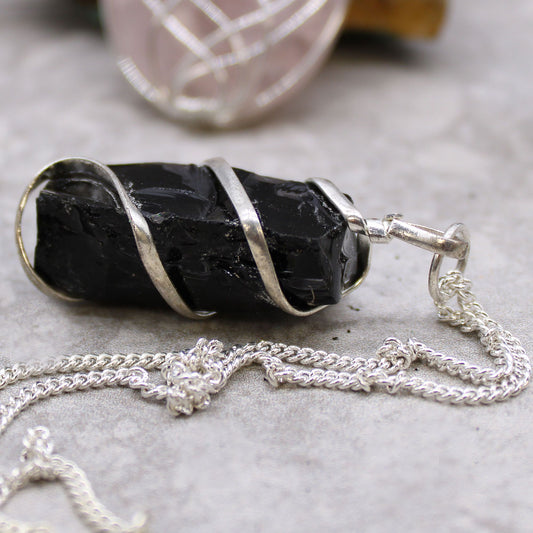 Cascade Wrapped Gemstone Necklace | Black Onyx | Protection & Wisdom | 1