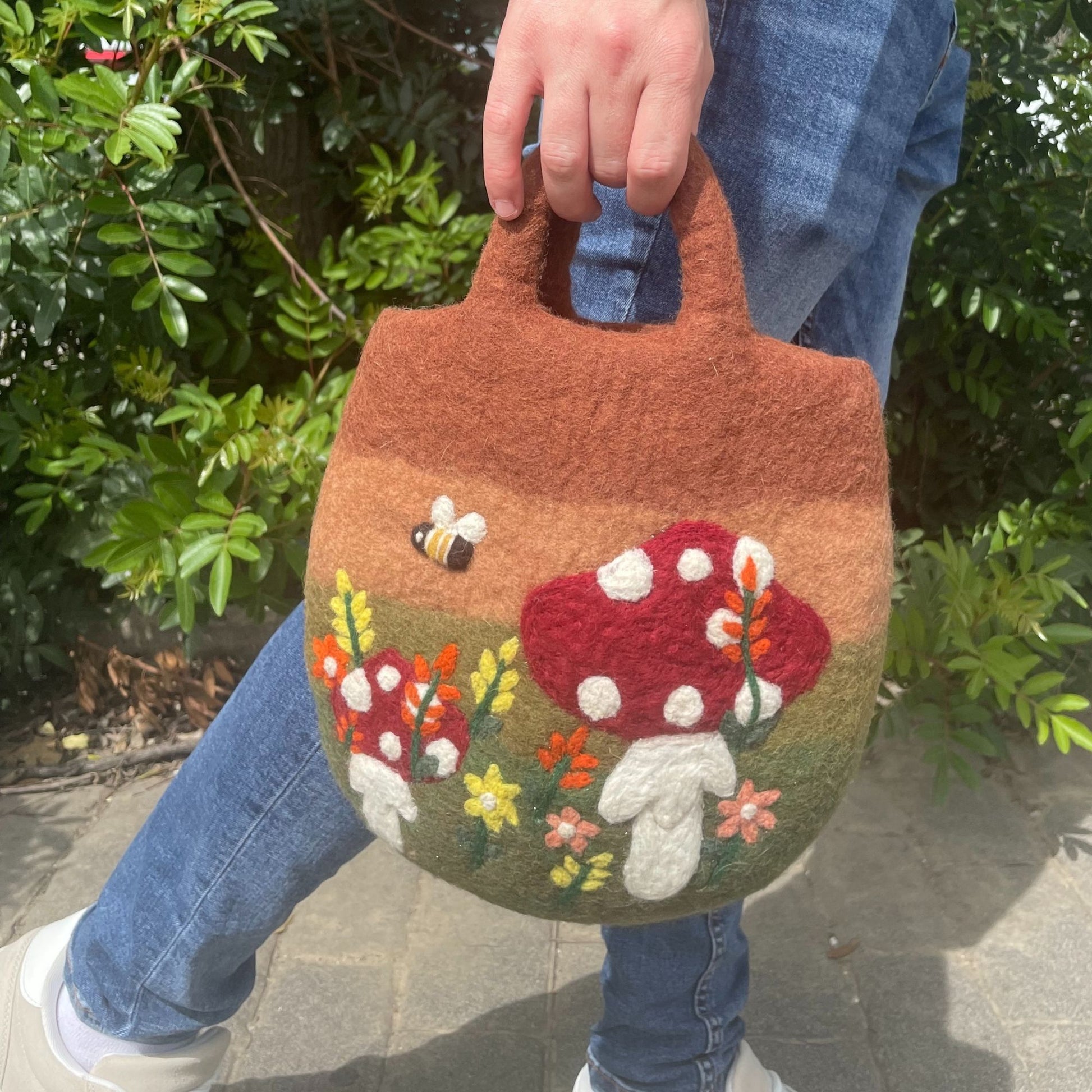 Mushroom Garden Felted Bag | Gift of Earth Magic & Craft | 1