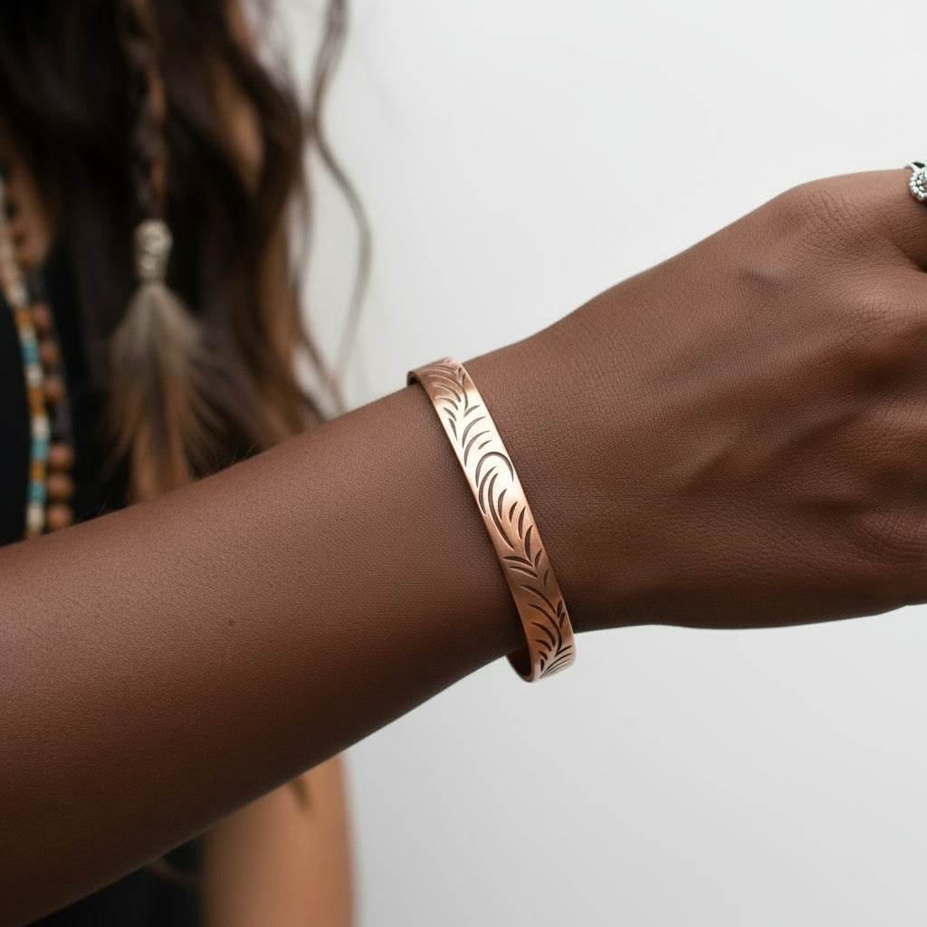 Copper Tibetan Bracelet | Slim Tribal Swirls | Flow of Life | 1