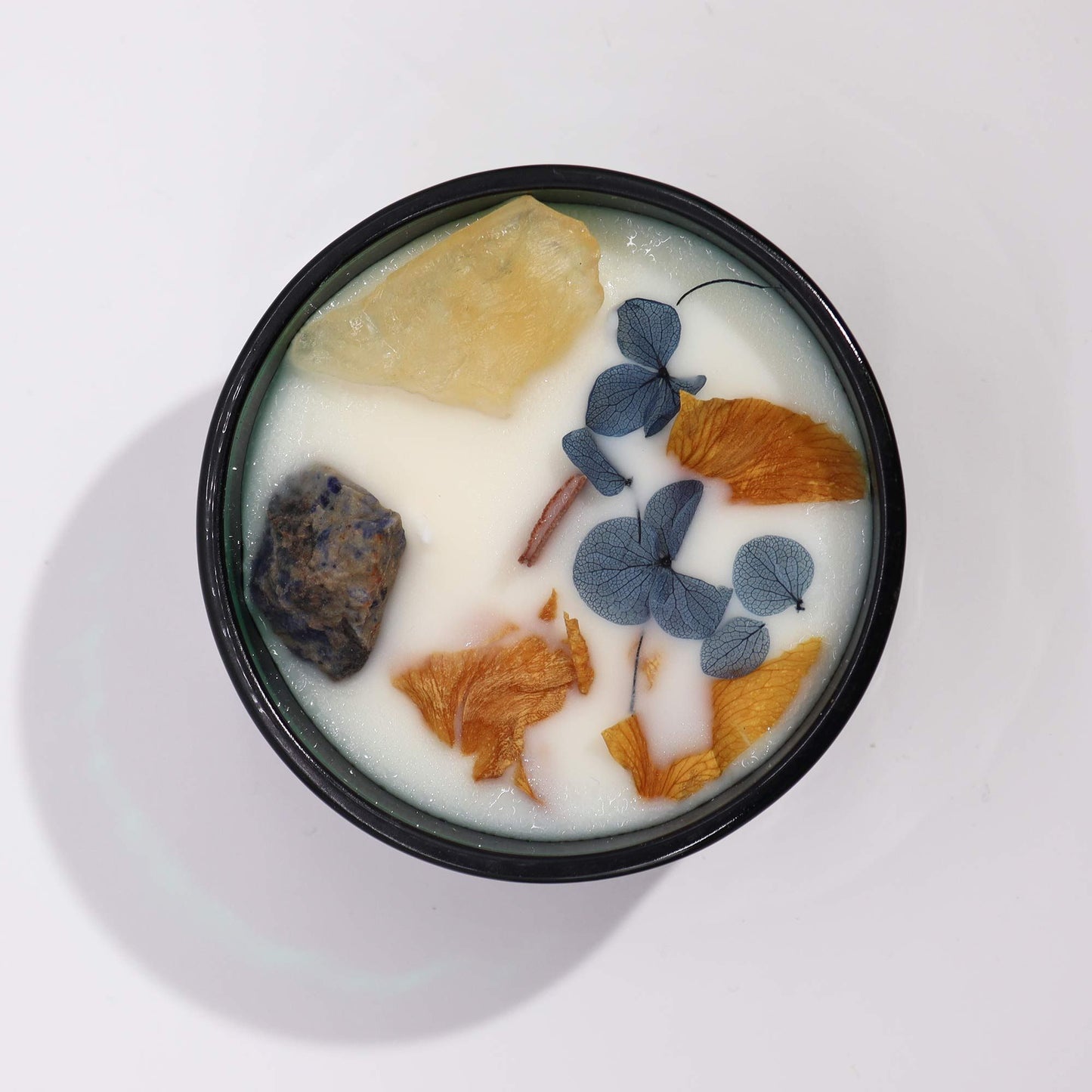 Hop Hare Crystal Magic Flower Candle – The Sun | Citrine, Sodalite & Lemon Horizon | 4