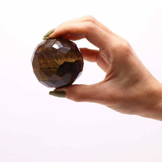 Tiger’s Eye Faceted Healing Ball with Stand from Rise & Sage – Strength, Focus & Grounded Confidence