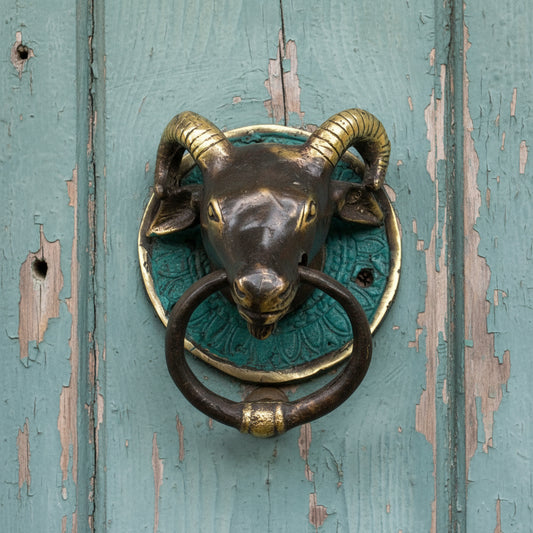 Brass Door Knocker – Ram’s Head from Rise & Sage – Strength, Protection & Timeless Craft