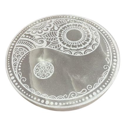 Large Selenite Charging Plate – Yin Yang | Harmony, Balance & Flow | 3