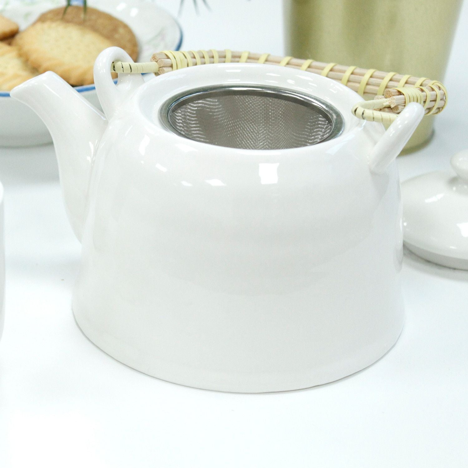 Herbal Teapot Set – Classic White | Gift of Purity & Peace | 3