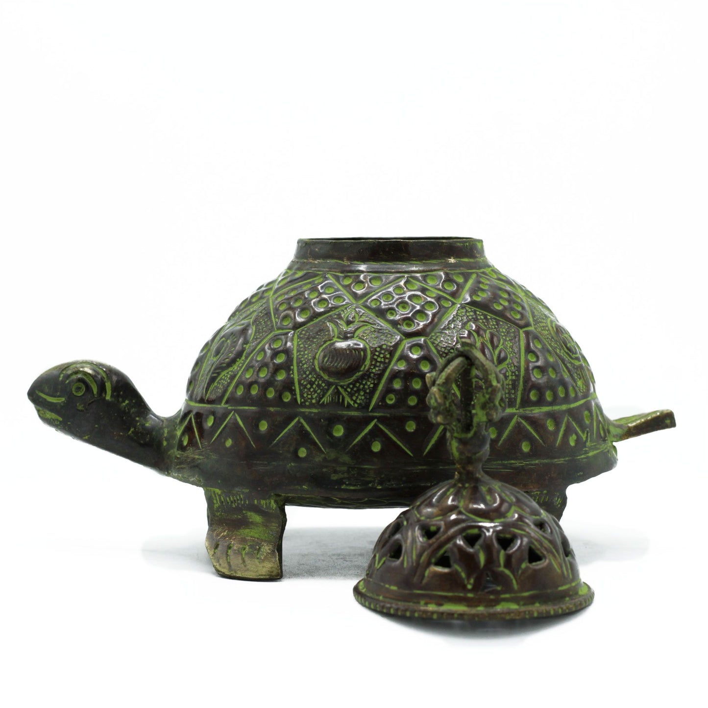 Brass Verdigris Tibetan Turtle Incense Holder | Guardian of Longevity | 2