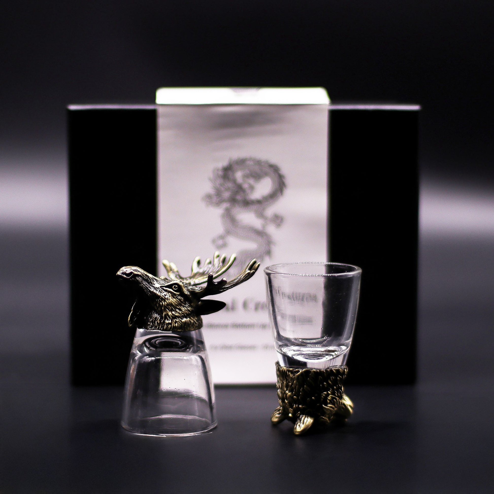 Set of Six Wild Forest Creature Shot Glasses | Antique Bronze Gift Collection (50ml) | 8