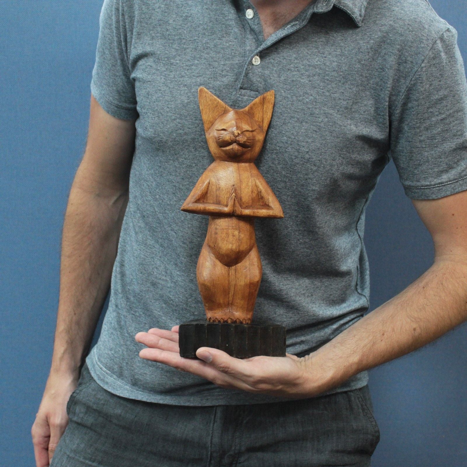 Hand-Carved Yoga Cats – Standing Pose | Grace, Focus & Joyful Energy | 2