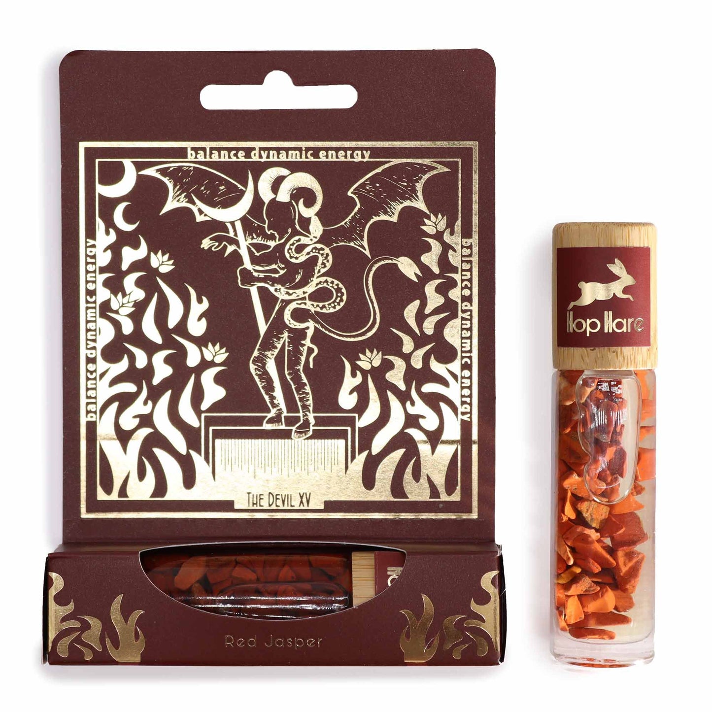 The Devil Tarot Gemstone Oil Roll-On | Red Jasper & Botanical Blend for Energy & Confidence | 2