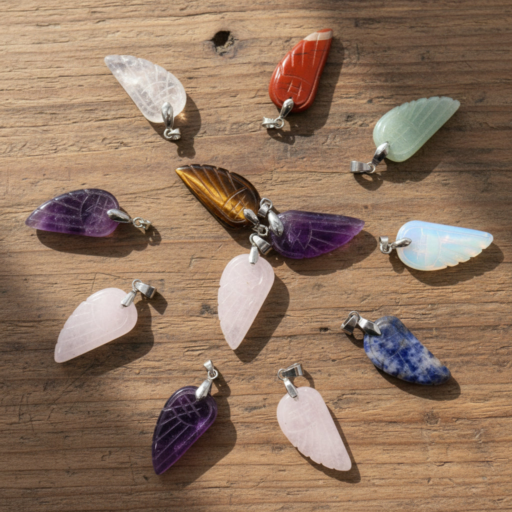Gemstone Angel Wing Pendants | 12 Assorted | Guidance & Grace | 1