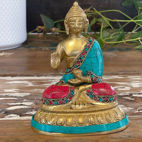 Brass Buddha Figure – Blessing (15 cm) | Peace, Compassion & Sacred Presence | 1