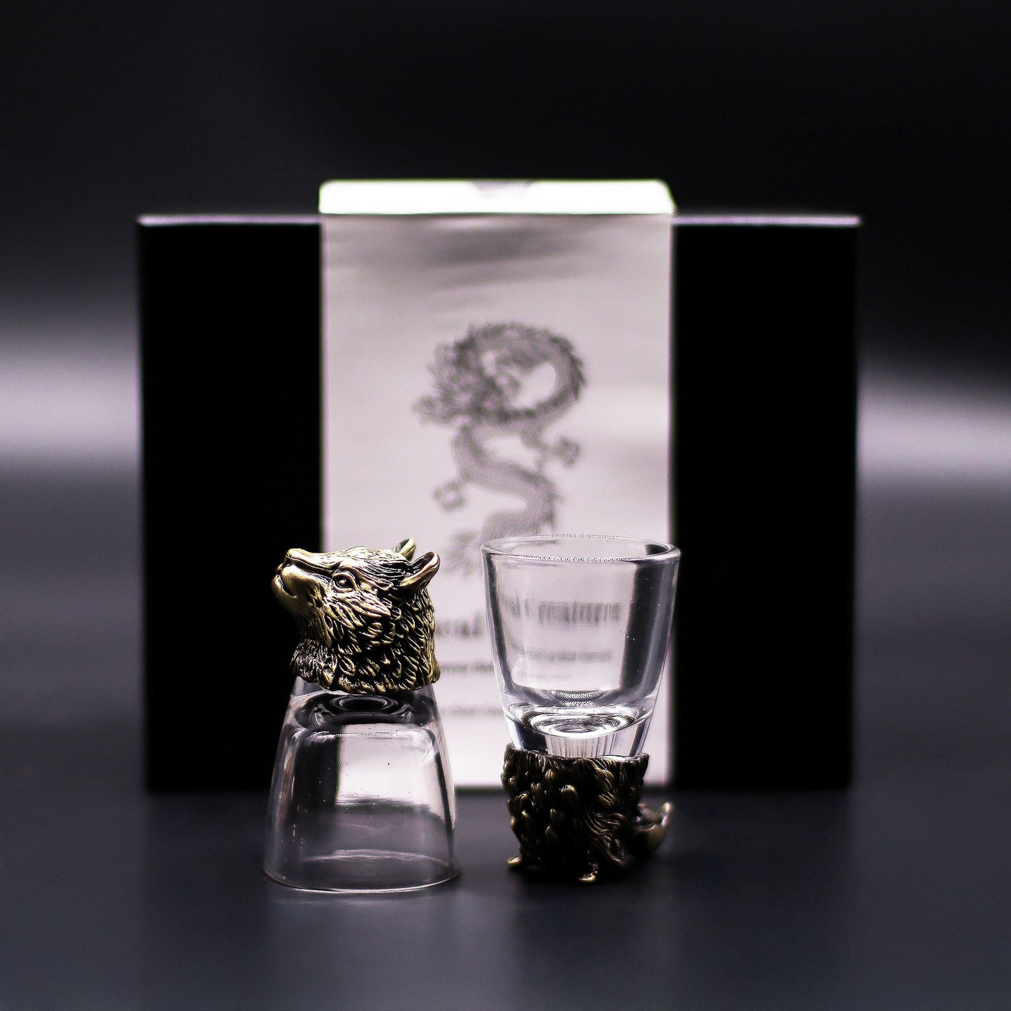 Set of Six Wild Forest Creature Shot Glasses | Antique Bronze Gift Collection (50ml) | 9