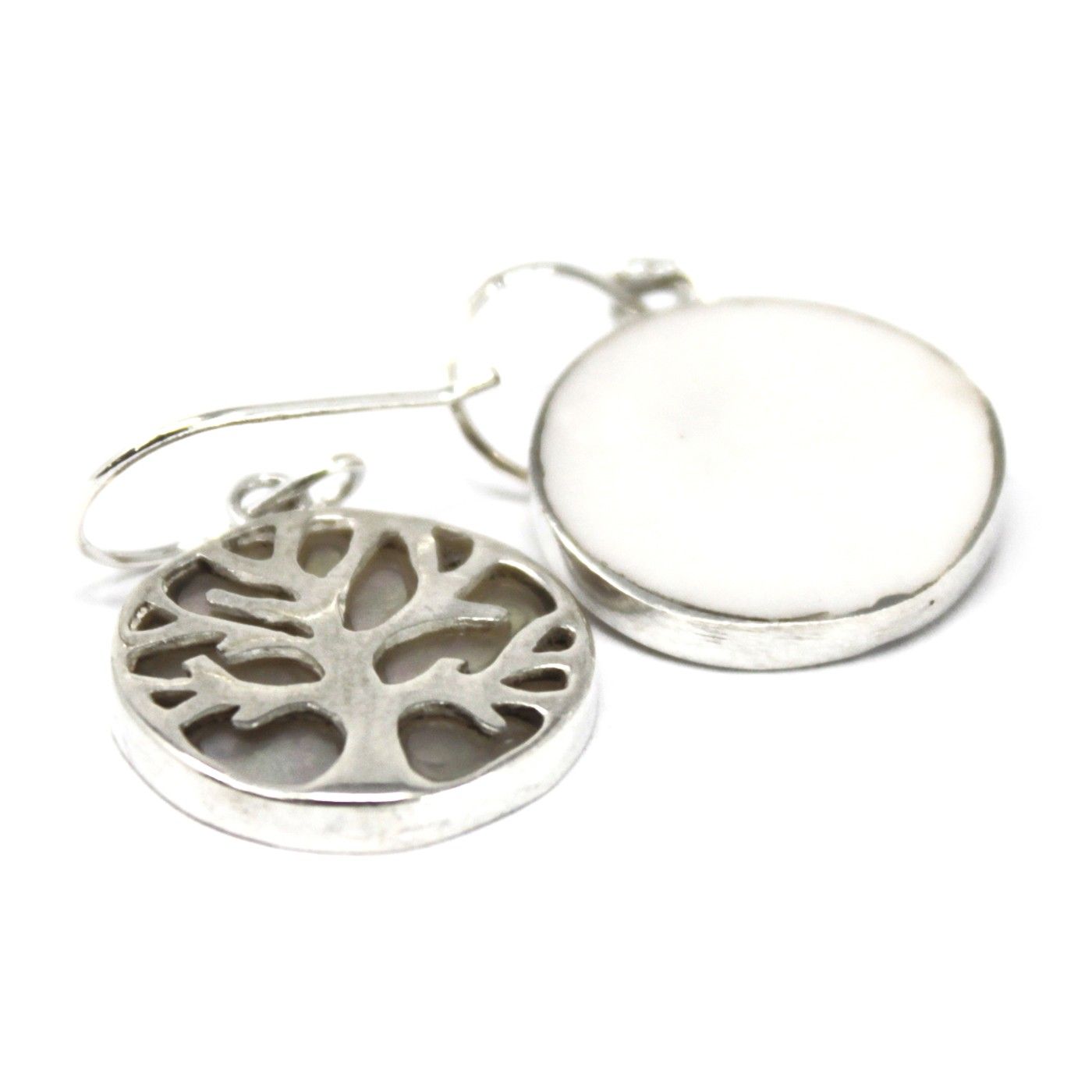 Silver Earrings | Tree of Life | Mother of Pearl Light | 3