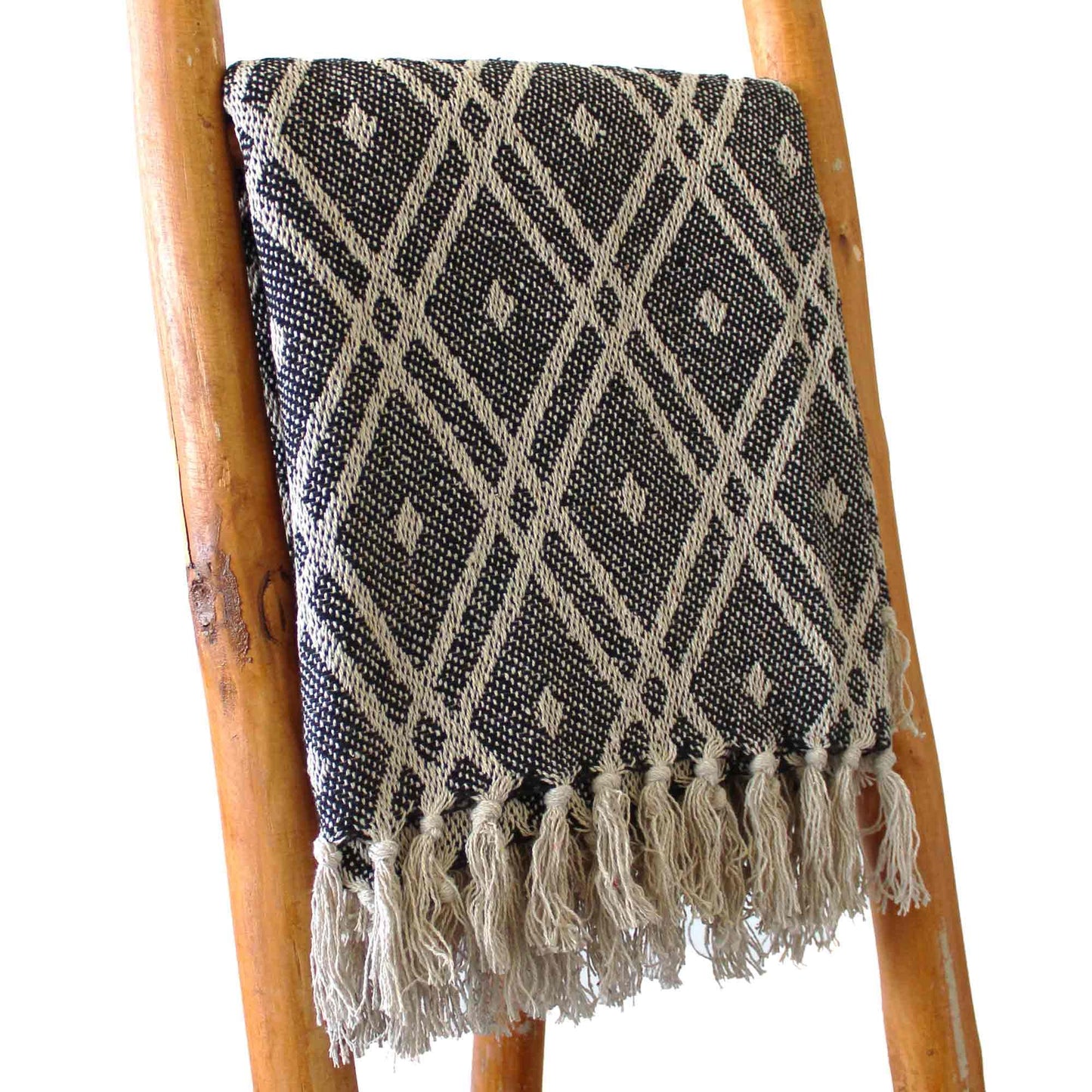 Boho Comfort Throw – Black & Beige Regency | Elegance, Warmth & Artisan Weave | 1