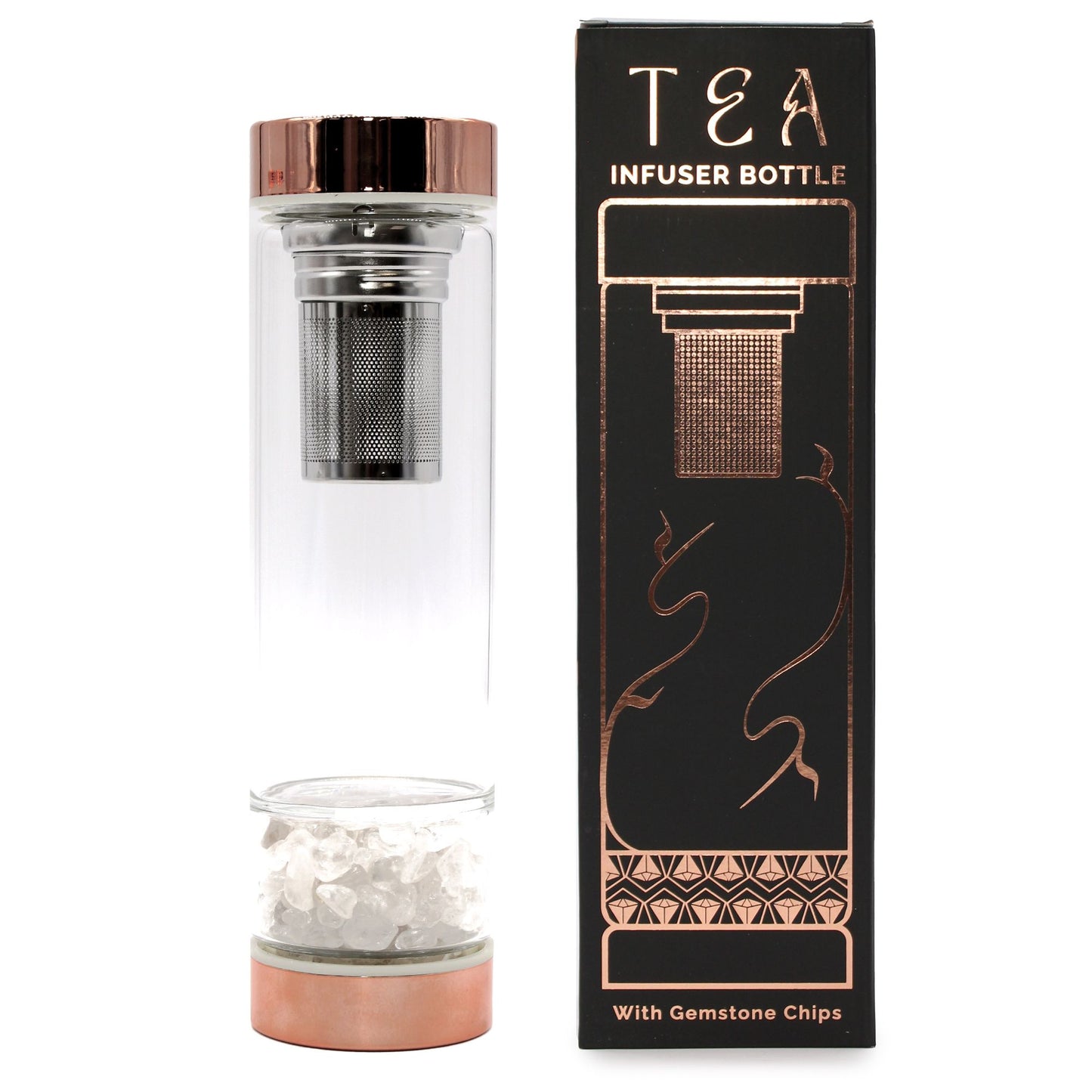 Crystal Tea Infuser Bottle with Clear Quartz | Clarity & Amplification | 1