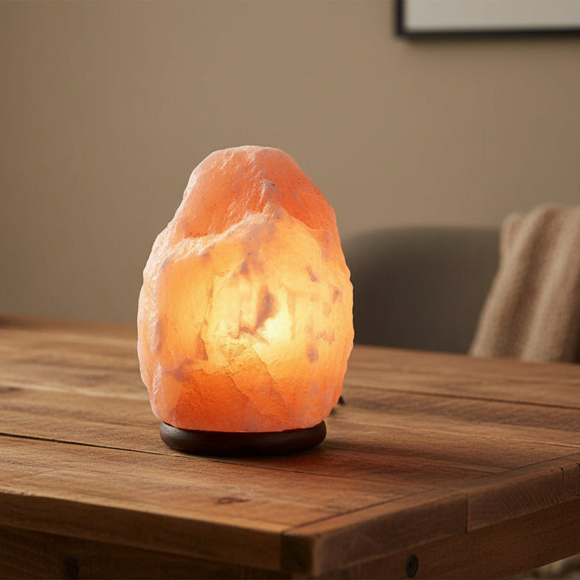 3–5kg Himalayan salt lamp creating grounding ambient light