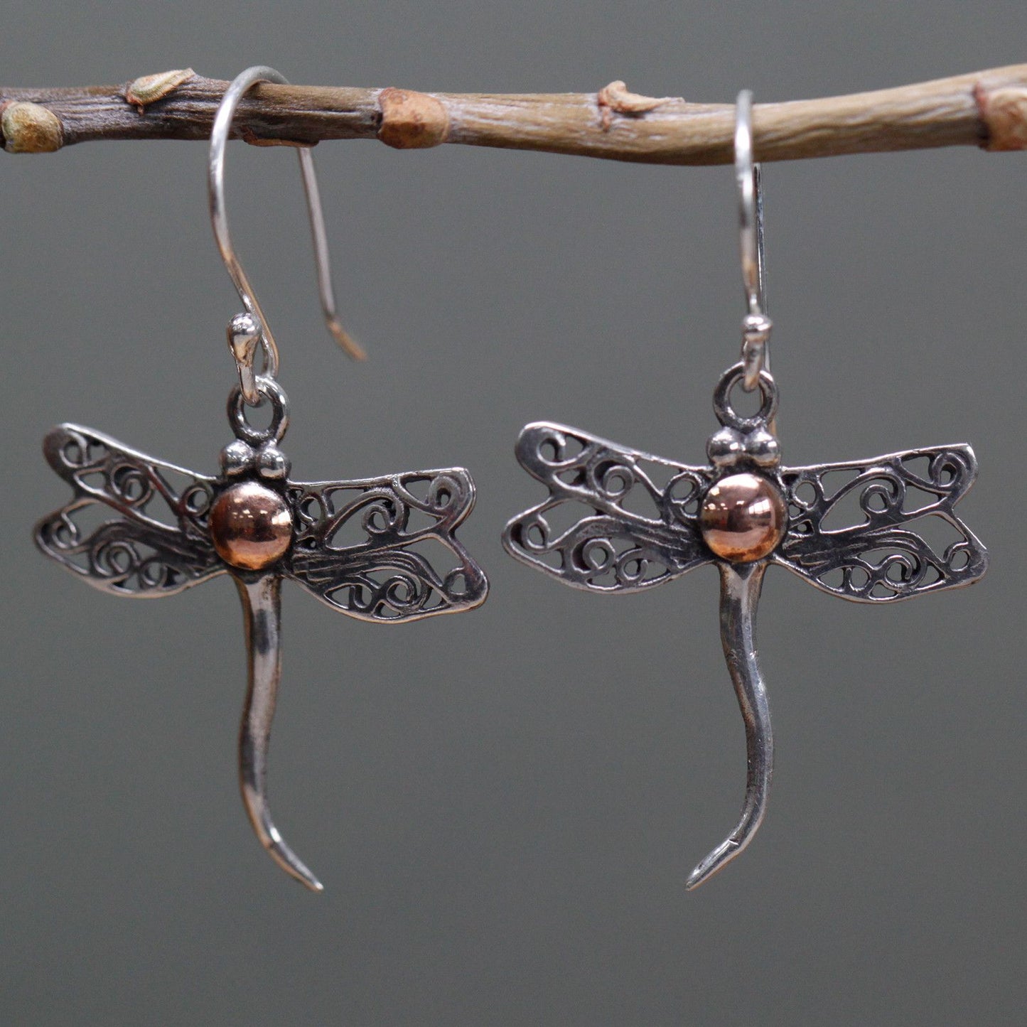 Silver & Gold Earrings | Dragonflies | Whisper of Transformation | 1