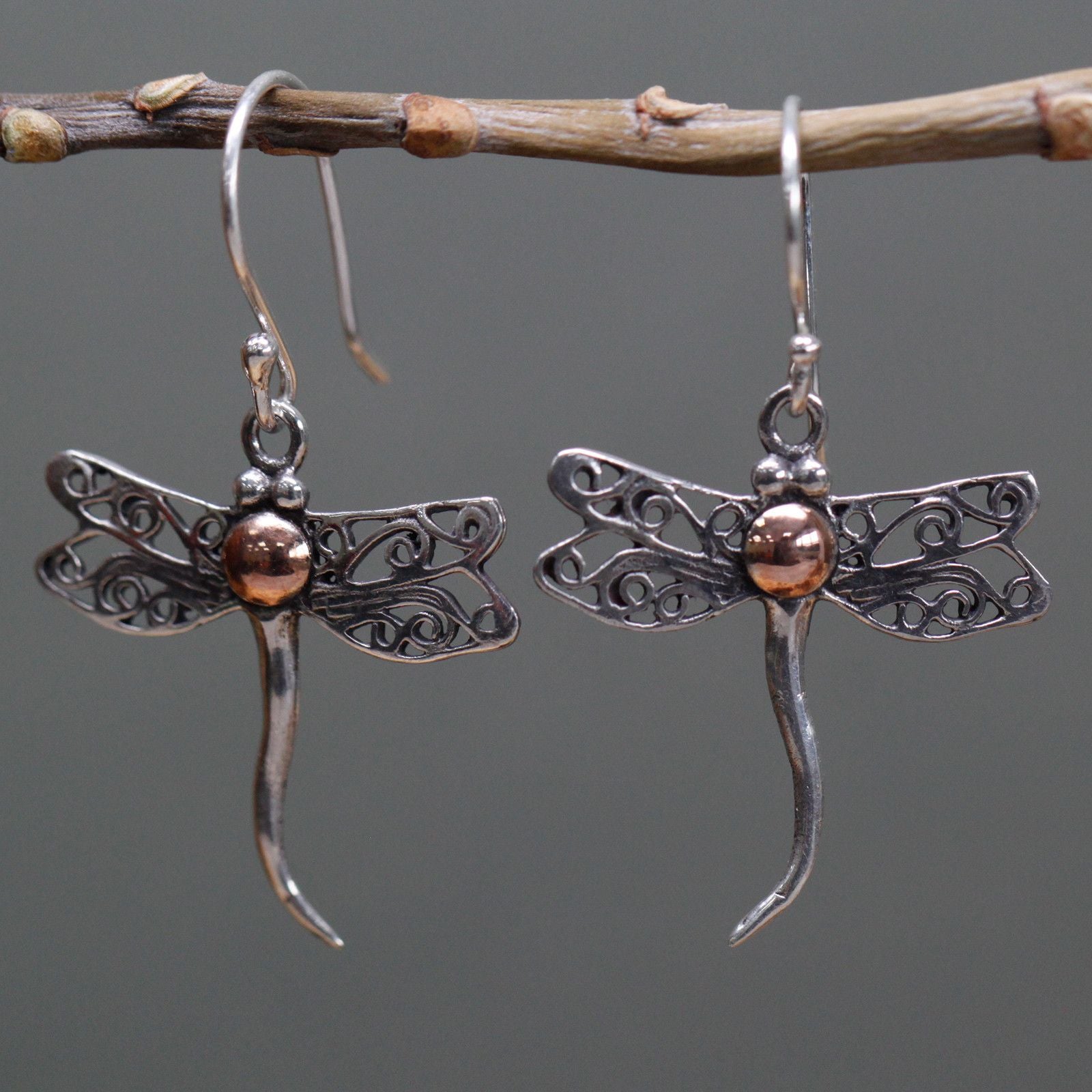 Silver & Gold Earrings | Dragonflies | Whisper of Transformation | 1