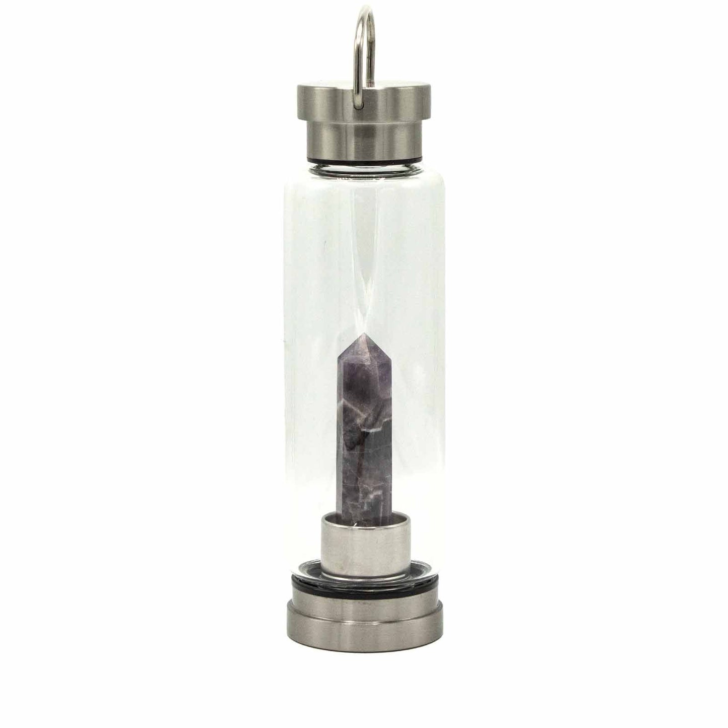 Crystal Infused Glass Water Bottle | Relaxing Amethyst | Obelisk | 1