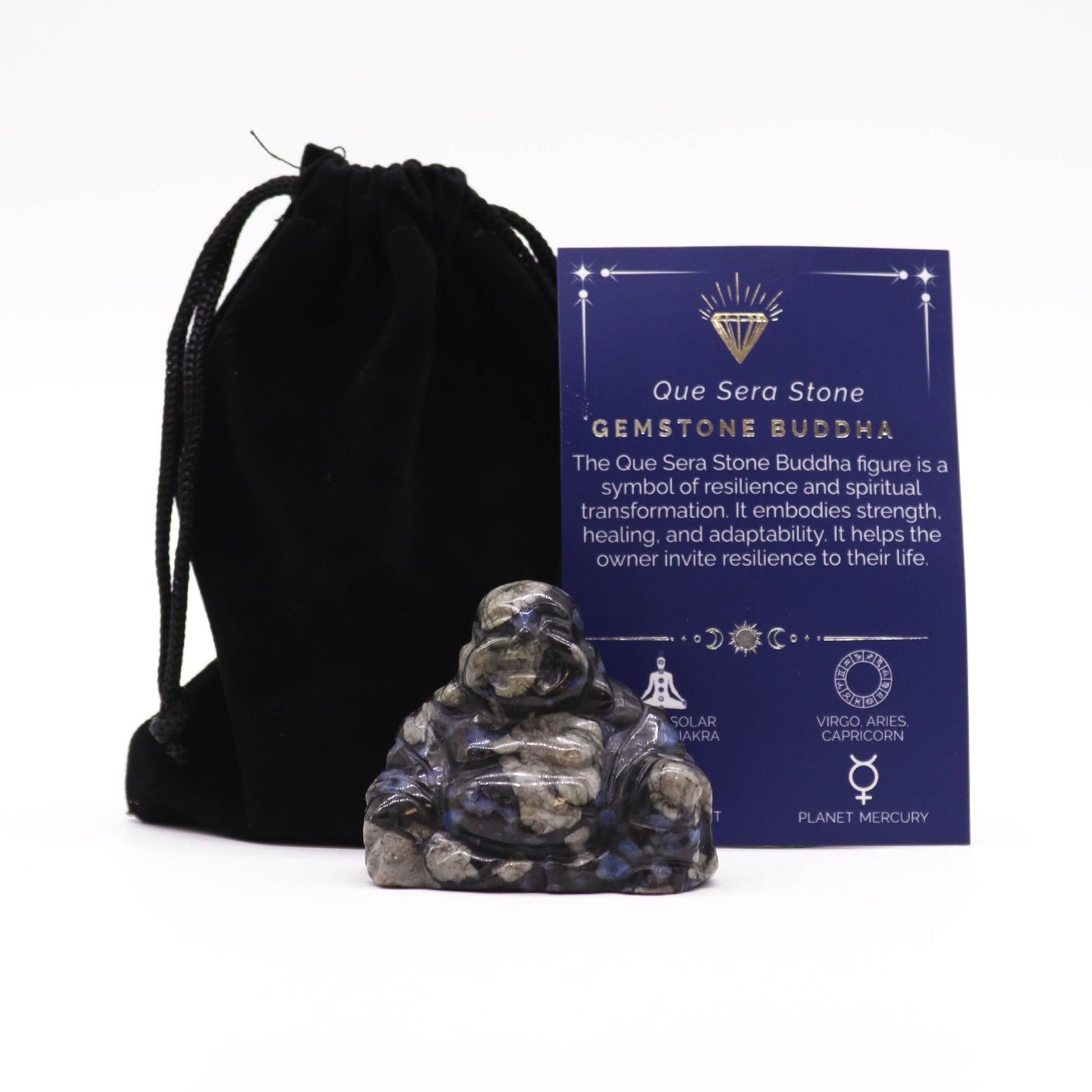 Gemstone Buddha Statue with Que Sera Stone | Strength & Surrender