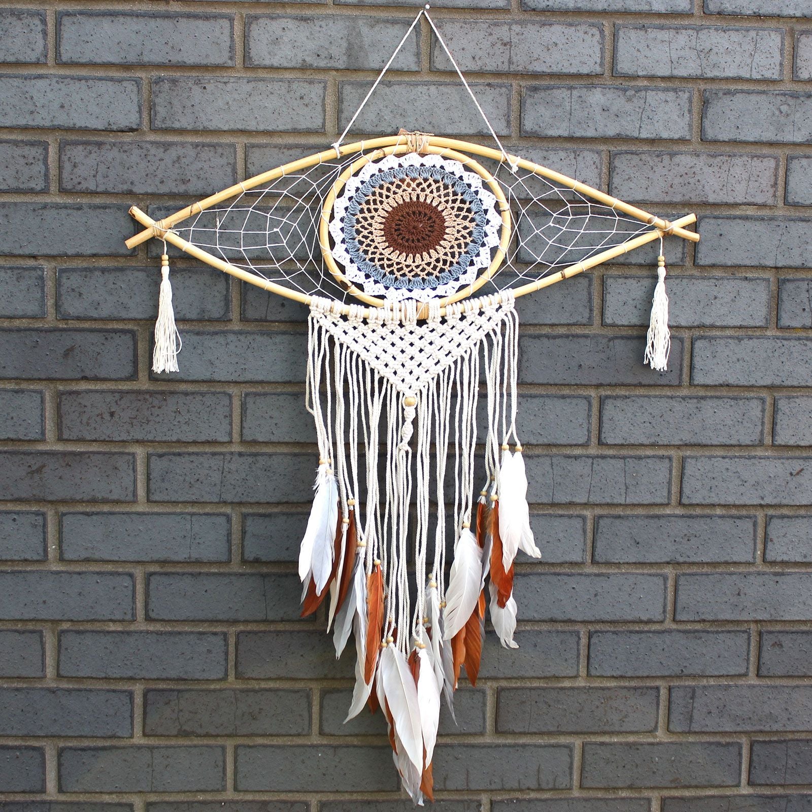Protection Dream Catcher – Large Macramé Evil Eye | Woven Blessings of Safety & Light | 1