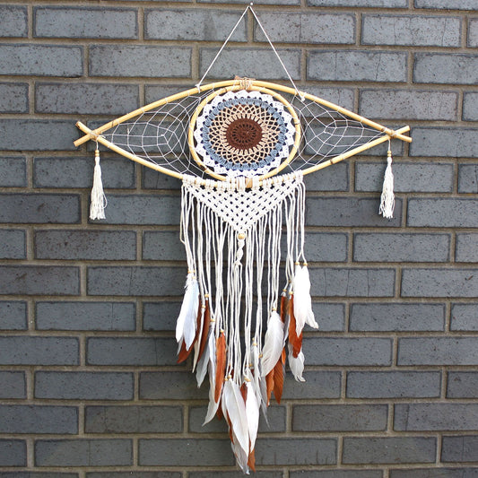 Protection Dream Catcher – Large Macramé Evil Eye | Woven Blessings of Safety & Light | 1