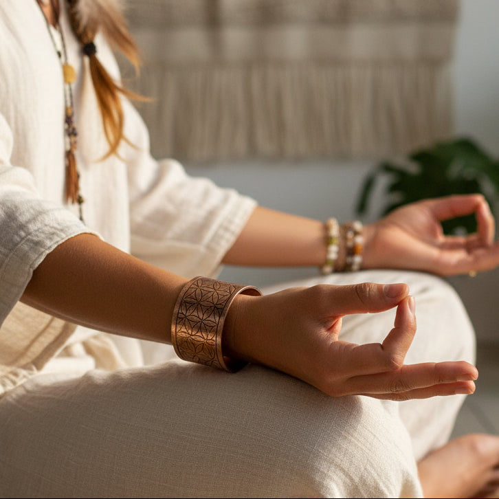 Copper Tibetan Bracelet | Flower of Life | Sacred Geometry of the Soul | 1