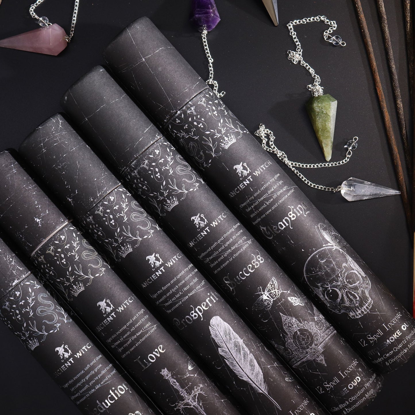 Love Spell Incense with Rose Quartz Pendulum from Rise & Sage – Heart Energy, Intuition & Gentle Ritual