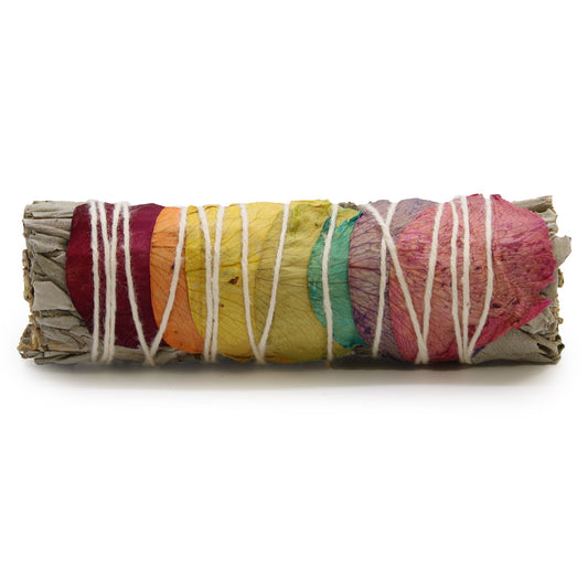 Smudge Stick – 7 Chakras Rose Petals & Sage | Cleansing & Alignment
