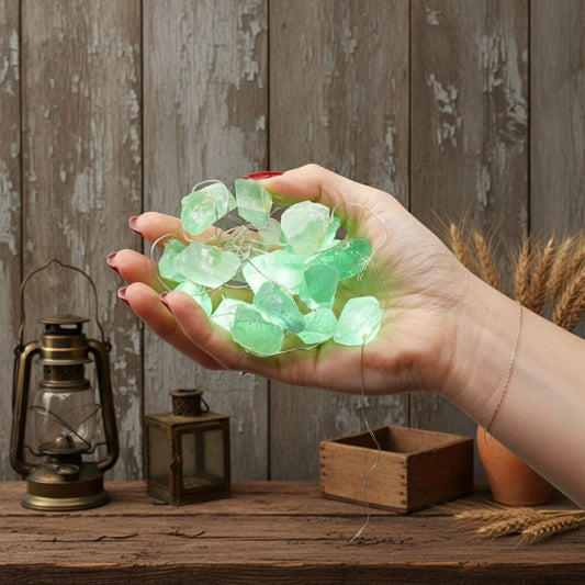 Gemstone Enchantment Lights with Jade from Rise & Sage – Harmony, Prosperity & Renewal