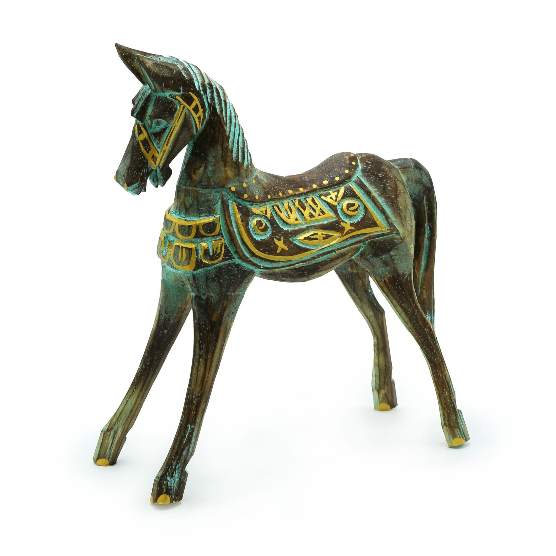 Hand-carved gold and turquoise horse | Strength, Spirit & Timeless Craft | 1